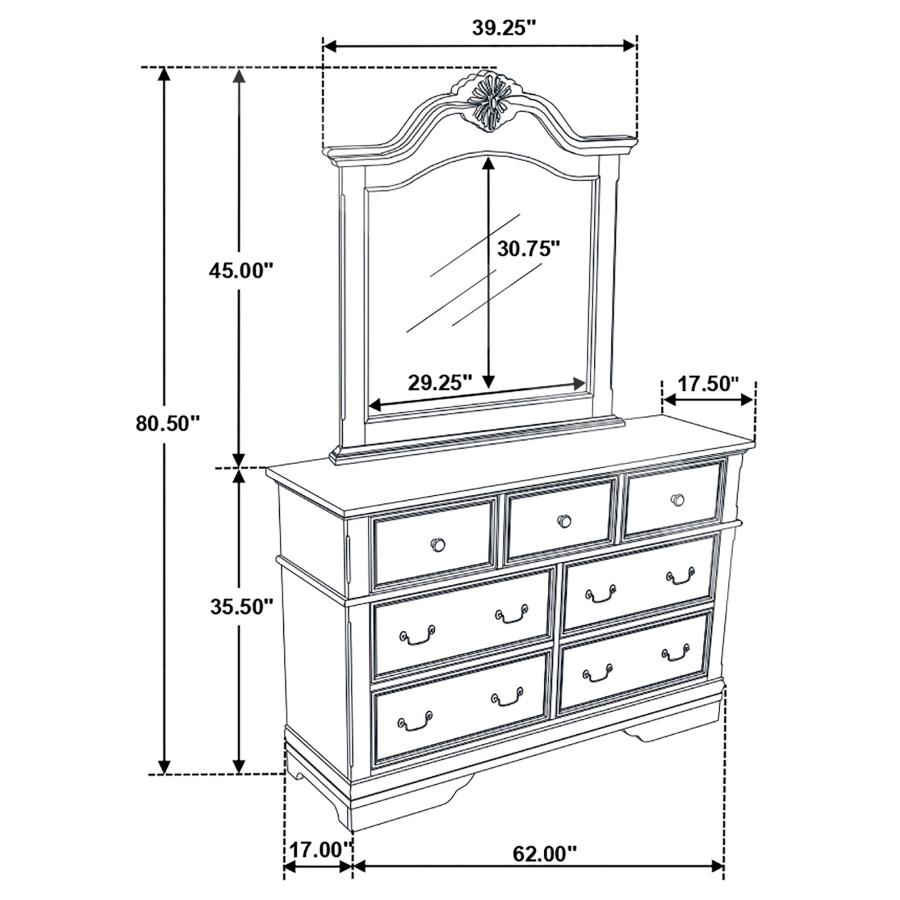 (image for) Cambridge 7-drawer Dresser with Mirror Cappuccino