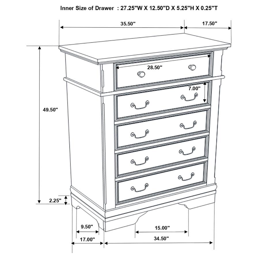 (image for) Cambridge 5-drawer Bedroom Chest Cappuccino