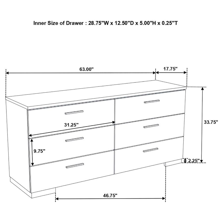 (image for) Felicity 4-piece Full Bedroom Set White High Gloss