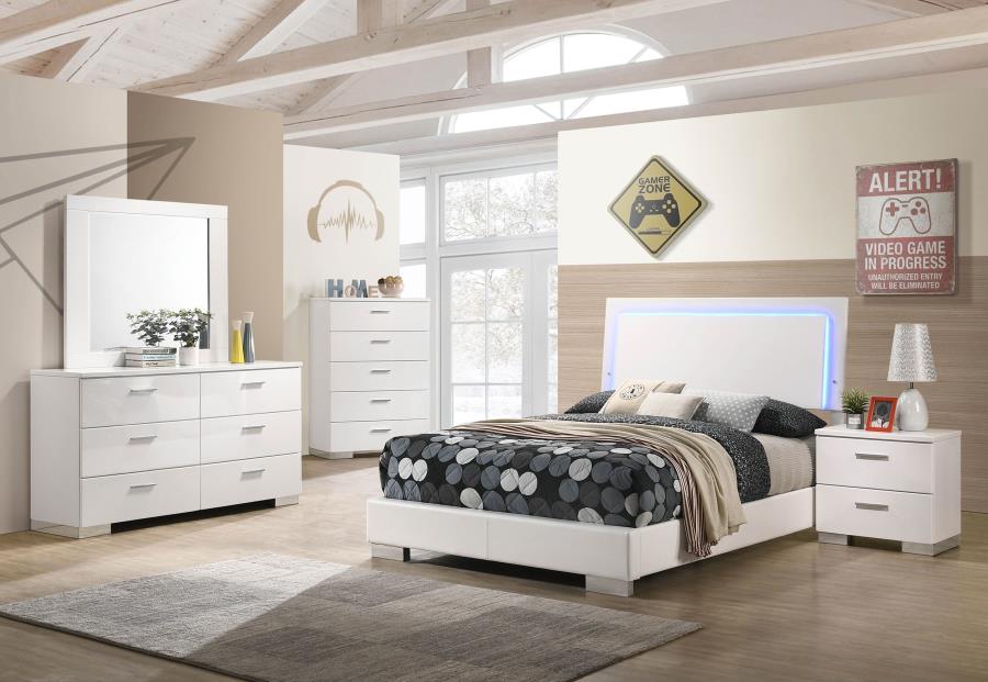 (image for) Felicity 5-piece Full Bedroom Set White High Gloss