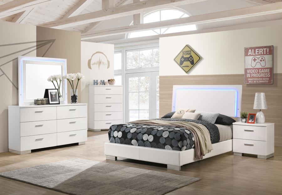 (image for) Felicity 5-piece Full Bedroom Set White High Gloss