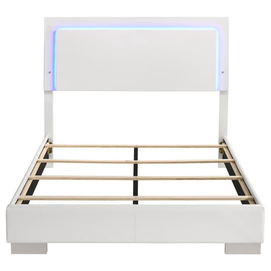 (image for) Felicity Wood Full LED Panel Bed White High Gloss