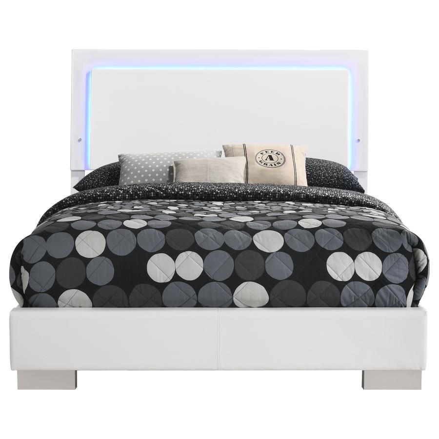 (image for) Felicity Wood Full LED Panel Bed White High Gloss