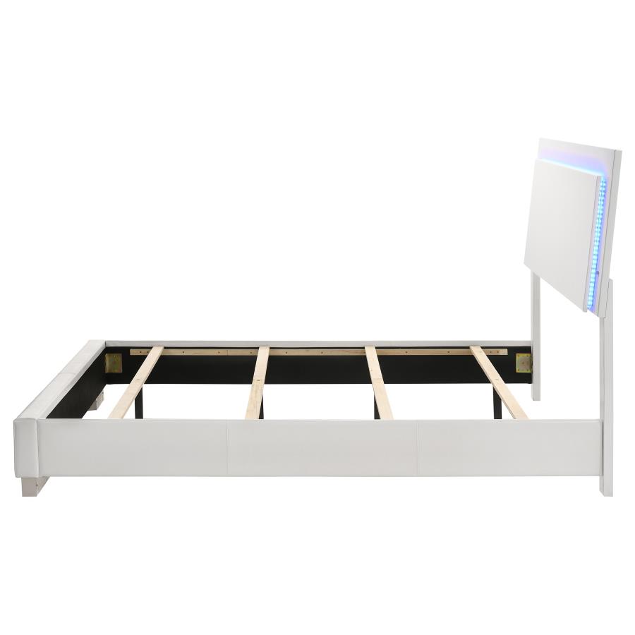 (image for) Felicity Wood Full LED Panel Bed White High Gloss