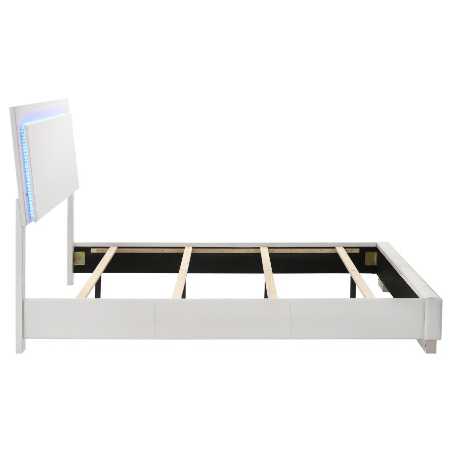 (image for) Felicity Wood Full LED Panel Bed White High Gloss