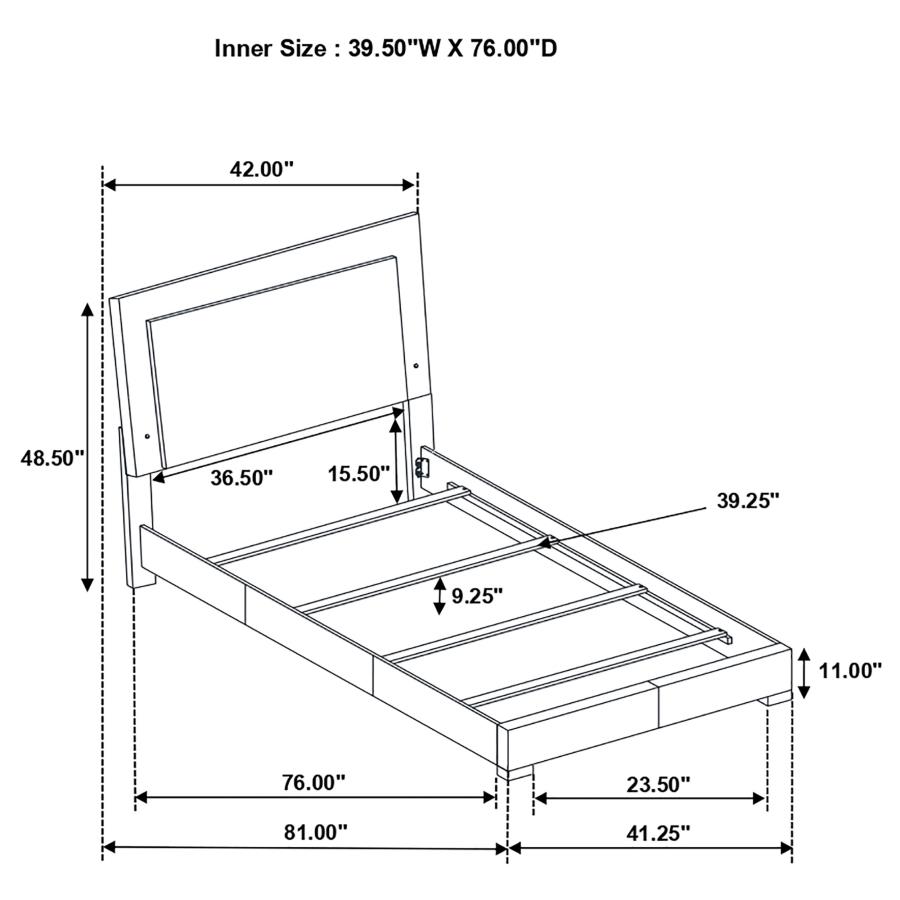 (image for) Felicity Wood Twin LED Panel Bed White High Gloss