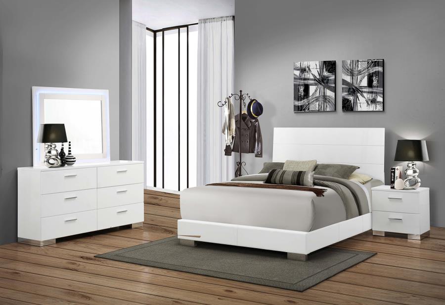 (image for) Felicity 4-piece Eastern King Bedroom Set White High Gloss - Click Image to Close