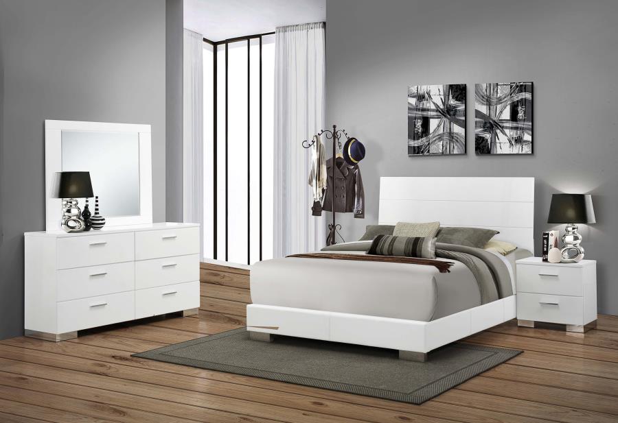 (image for) Felicity 4-piece California King Bedroom Set White Gloss - Click Image to Close