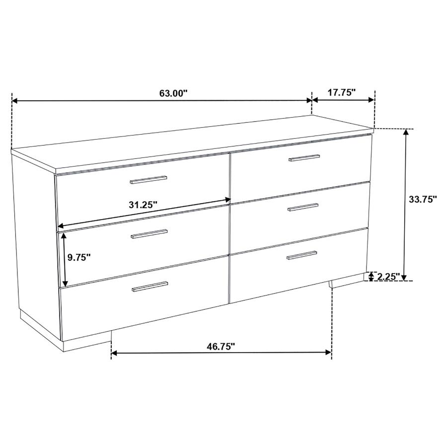 (image for) Felicity 6-piece Queen Bedroom Set White High Gloss