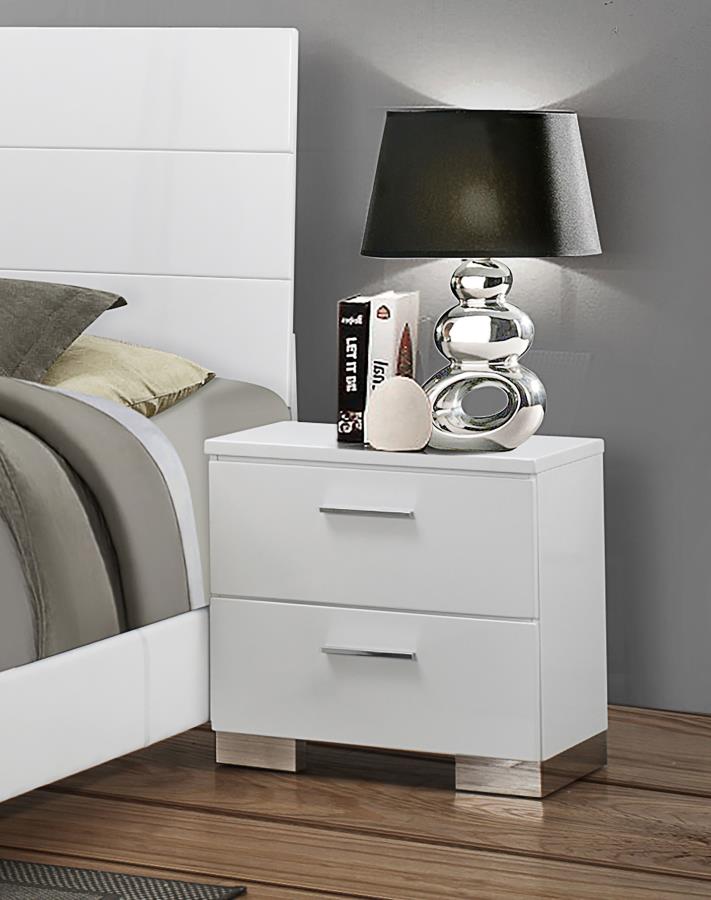 (image for) Felicity 2-drawer Nightstand White High Gloss