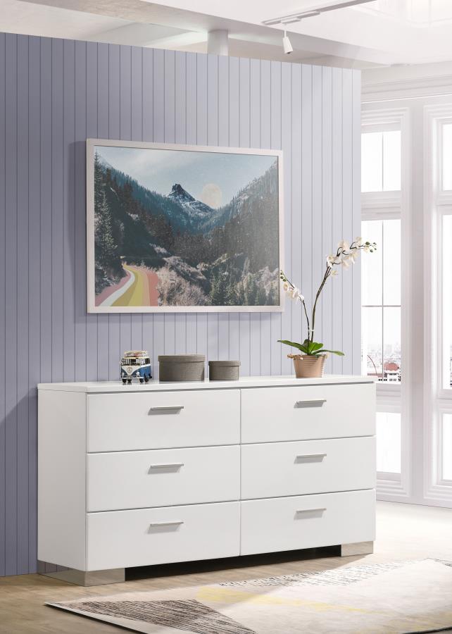 (image for) Felicity 6-drawer Dresser White High Gloss