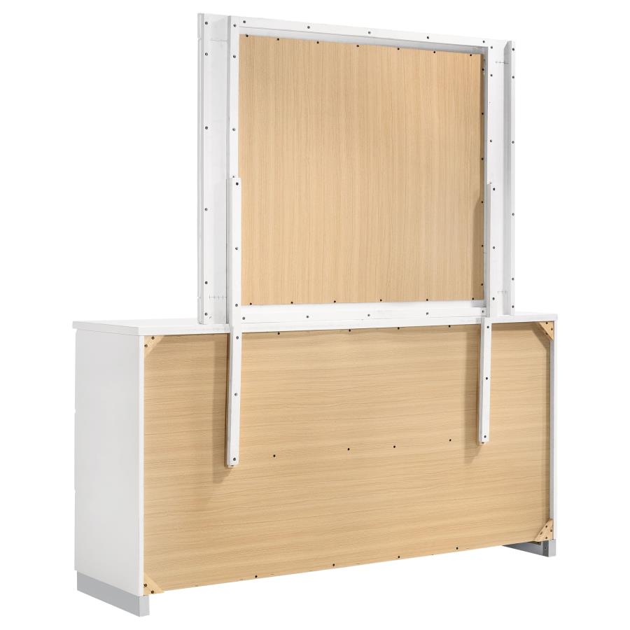 (image for) Felicity 6-drawer Wood Dresser with Mirror White High Gloss