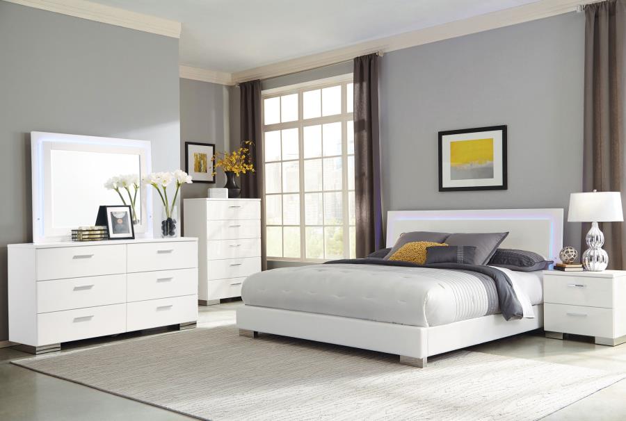 (image for) Felicity 6-drawer Wood Dresser with Mirror White High Gloss