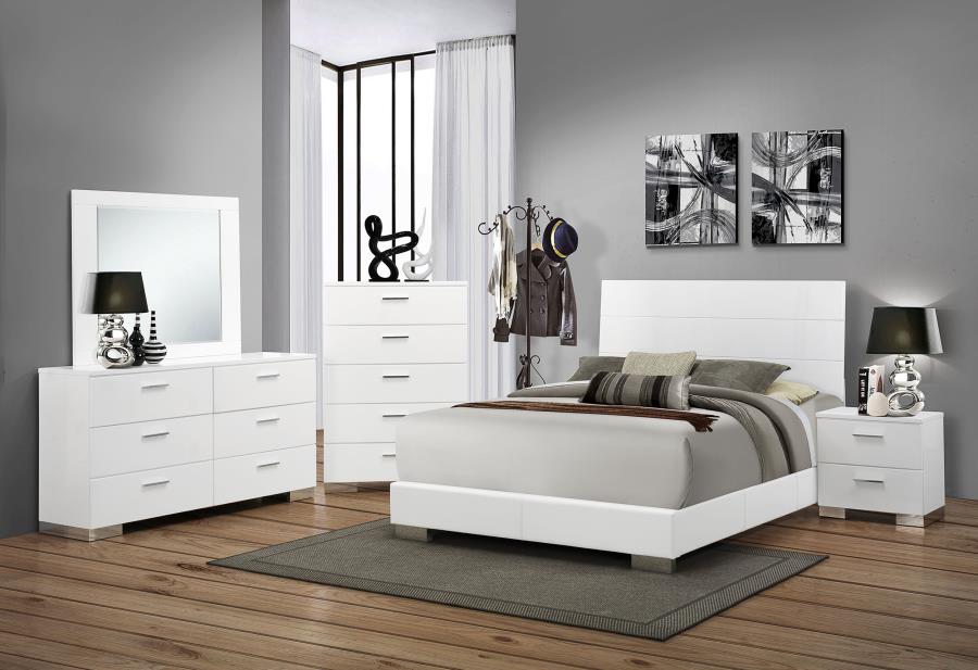 (image for) Felicity 6-drawer Wood Dresser with Mirror White High Gloss