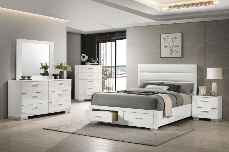 (image for) Felicity 5-piece Eastern King Platform Bedroom Set White