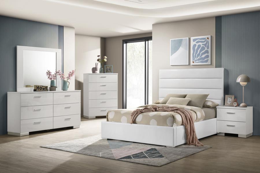 (image for) Felicity 5-piece Full Bedroom Set White High Gloss