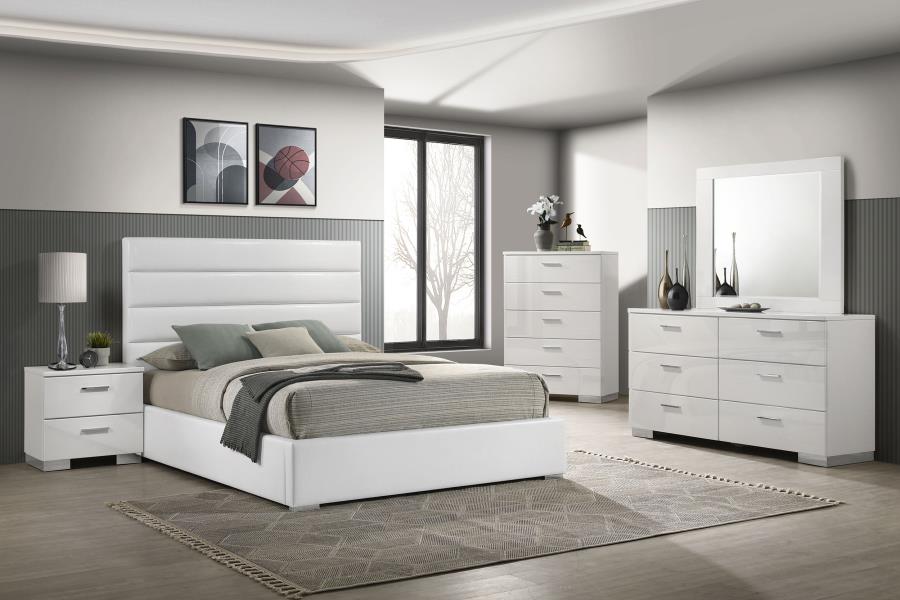 (image for) Felicity 5-piece Eastern King Bedroom Set White High Gloss