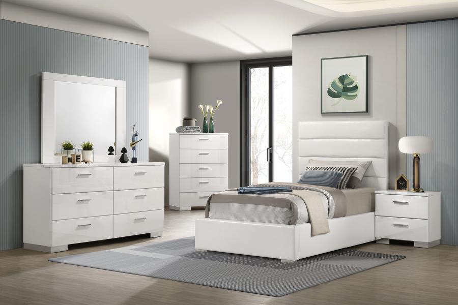 (image for) Felicity 5-piece Twin Bedroom Set White High Gloss