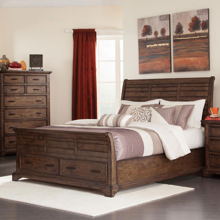 (image for) Elk Grove California King Storage Sleigh Bed Vintage Bourbon