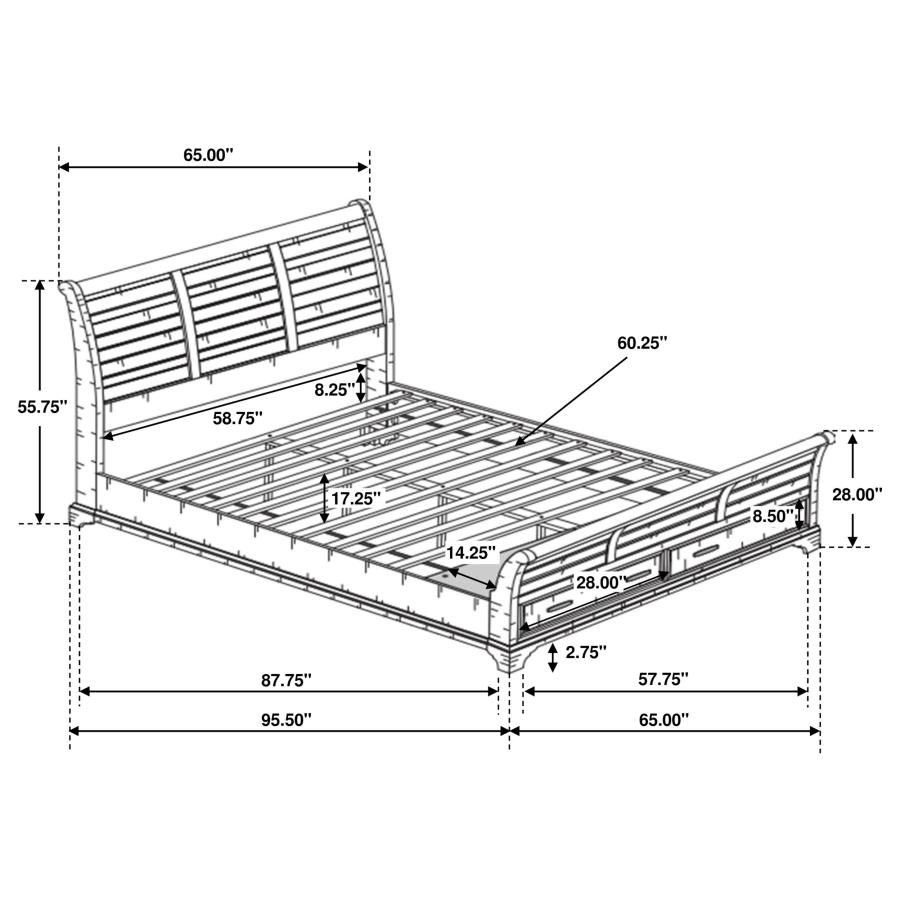 (image for) Elk Grove Wood Queen Storage Sleigh Bed Vintage Bourbon