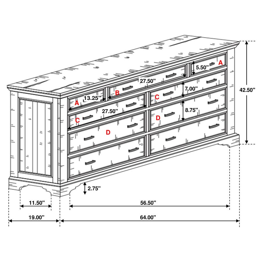 (image for) Elk Grove 9-drawer Dresser Vintage Bourbon