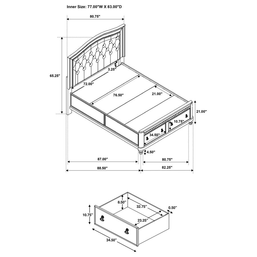 (image for) Bling Game Eastern King Storage Panel Bed Metallic Platinum