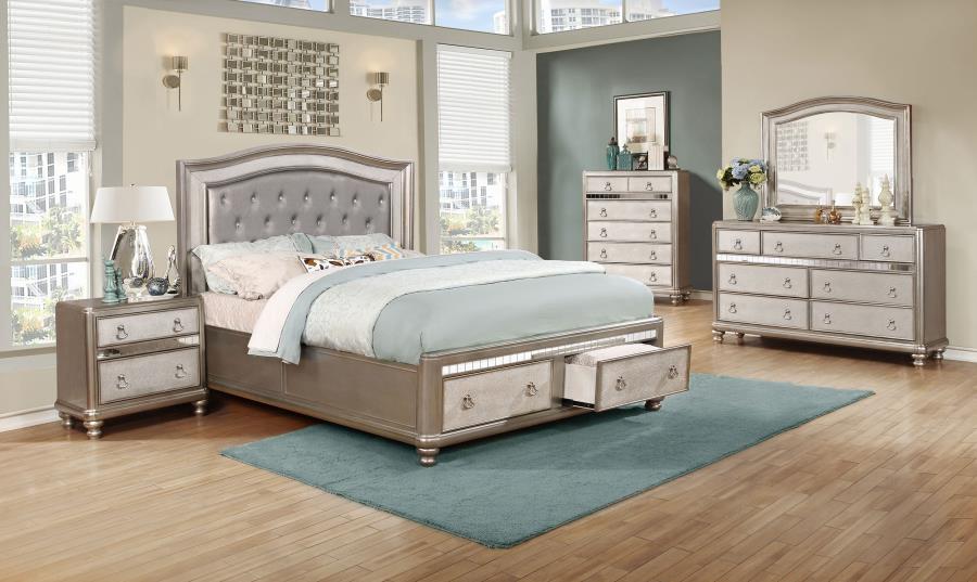 (image for) Bling Game 5-piece Queen Bedroom Set Metallic Platinum