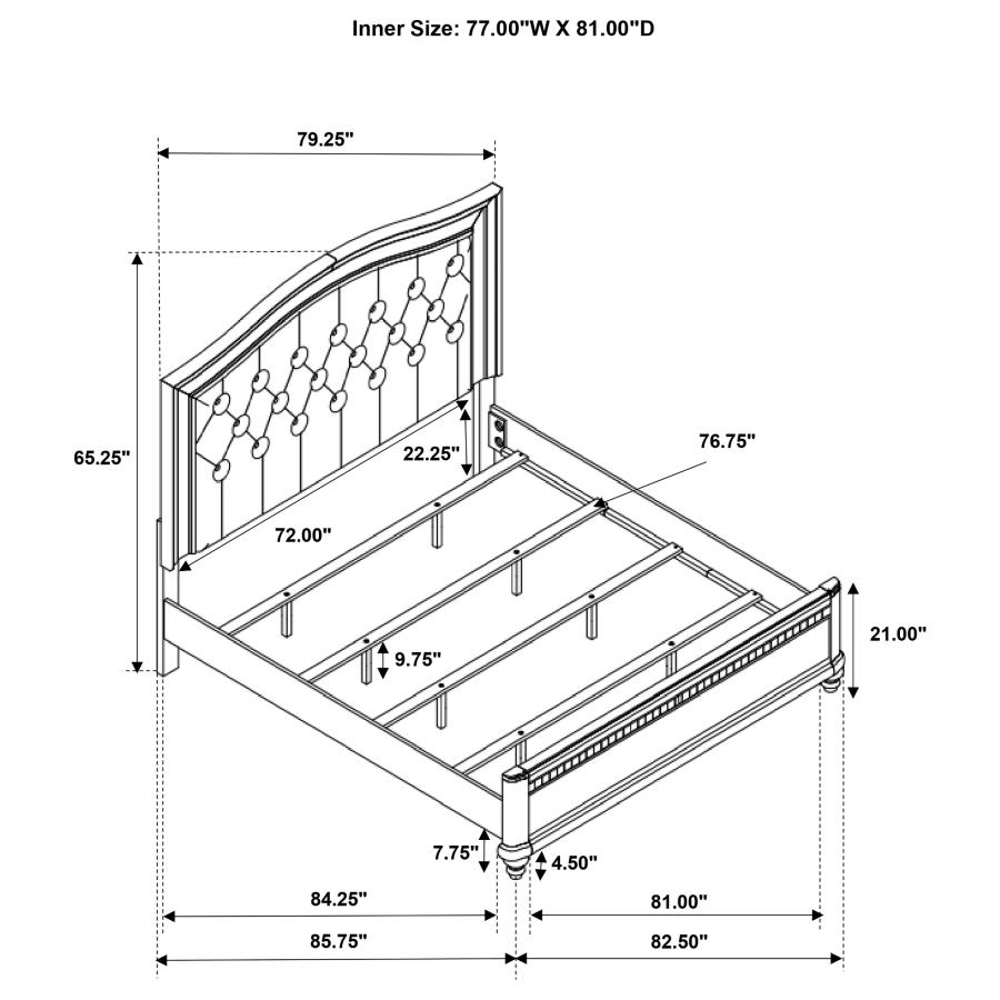 (image for) Bling Game Wood Eastern King Panel Bed Metallic Platinum