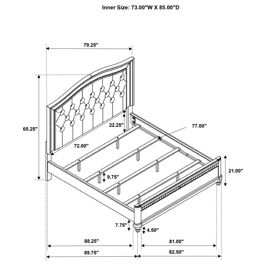 (image for) Bling Game Wood California King Panel Bed Metallic Platinum