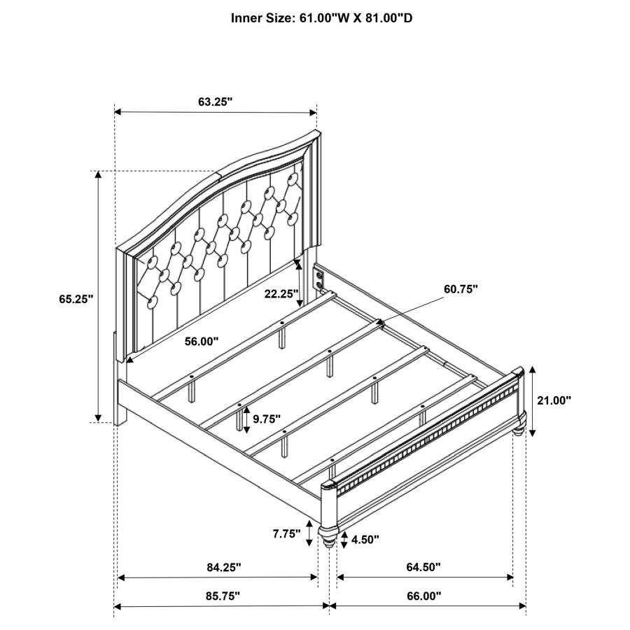 (image for) Bling Game Wood Queen Panel Bed Metallic Platinum