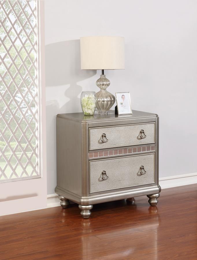 (image for) Bling Game 2-drawer Nightstand Metallic Platinum