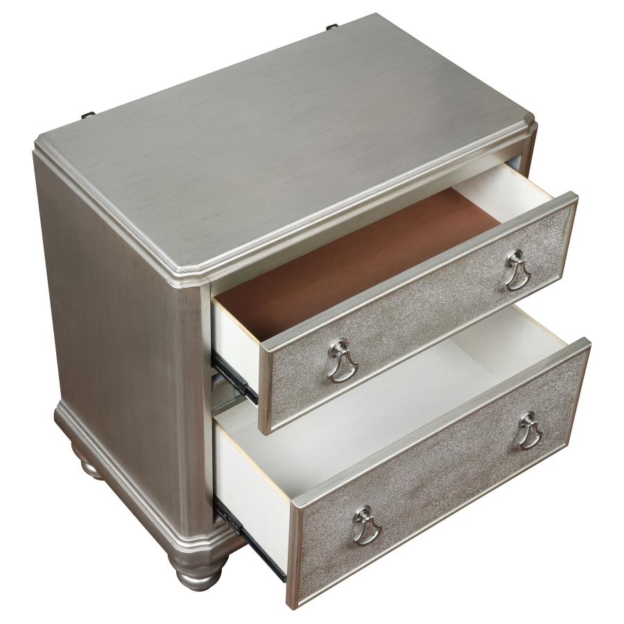 (image for) Bling Game 2-drawer Nightstand Metallic Platinum