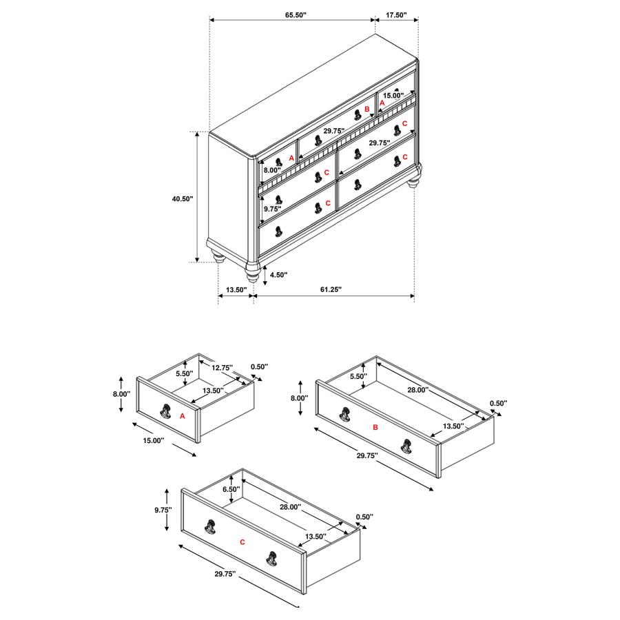 (image for) Bling Game 7-drawer Dresser Metallic Platinum