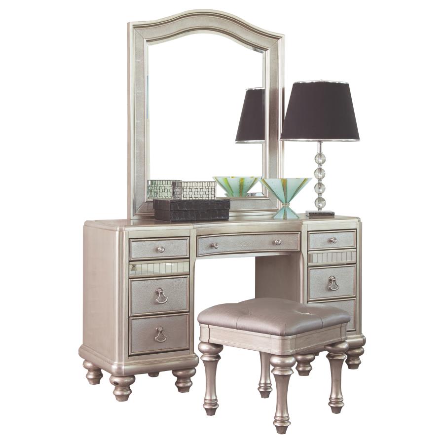 (image for) Bling Game 9-drawer Vanity Set with Stool Metallic Platinum