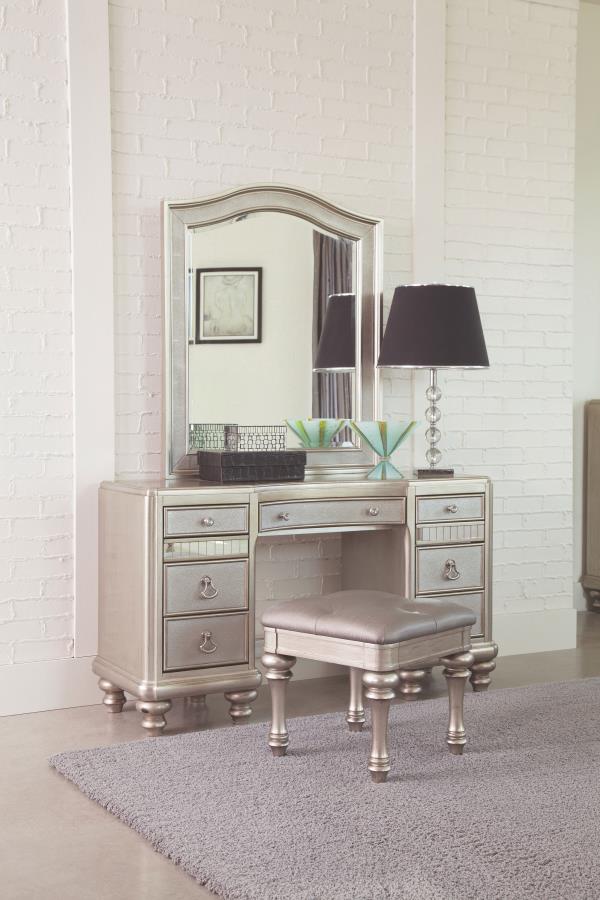 (image for) Bling Game 9-drawer Vanity Set with Stool Metallic Platinum