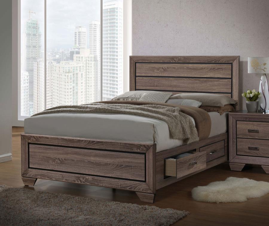 (image for) Kauffman Wood California King Storage Panel Bed Washed Taupe