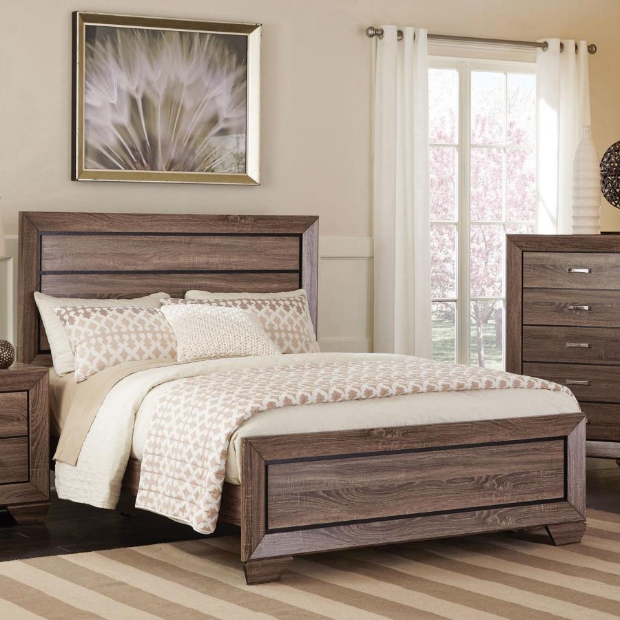 (image for) Kauffman Wood California King Panel Bed Washed Taupe