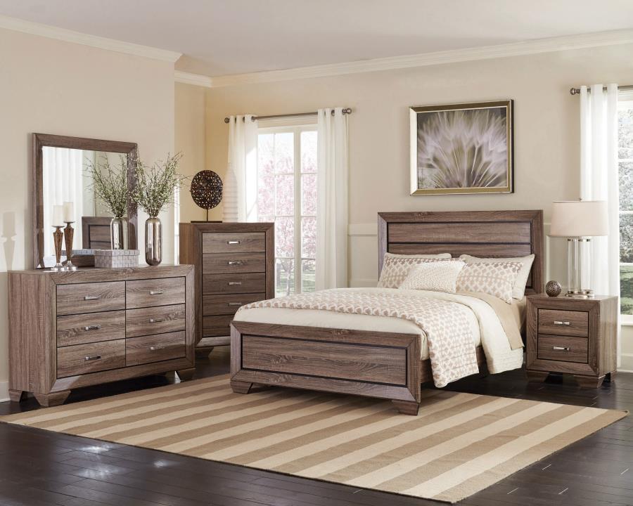 (image for) Kauffman Wood California King Panel Bed Washed Taupe