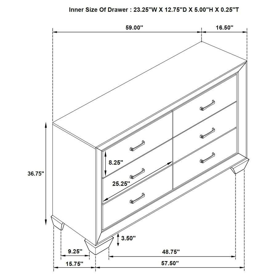 (image for) Kauffman 6-drawer Dresser Washed Taupe