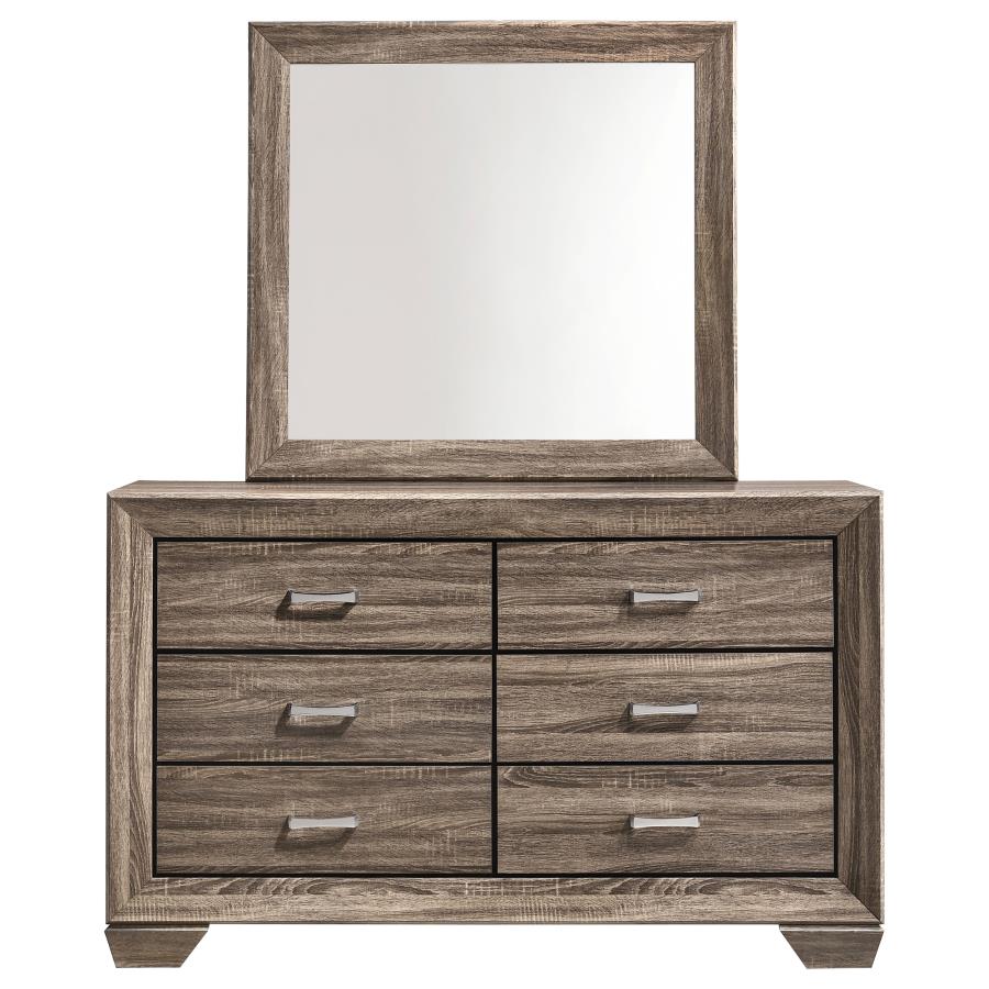 (image for) Kauffman 6-drawer Dresser with Mirror Washed Taupe