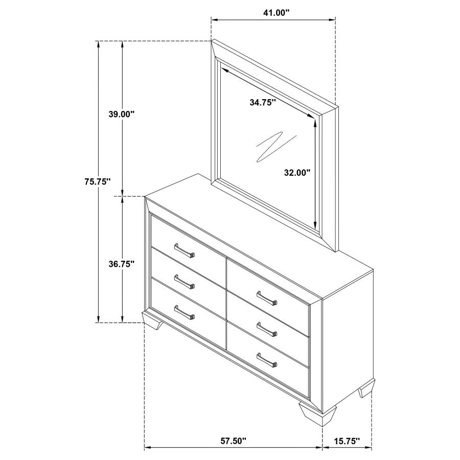 (image for) Kauffman 6-drawer Dresser with Mirror Washed Taupe