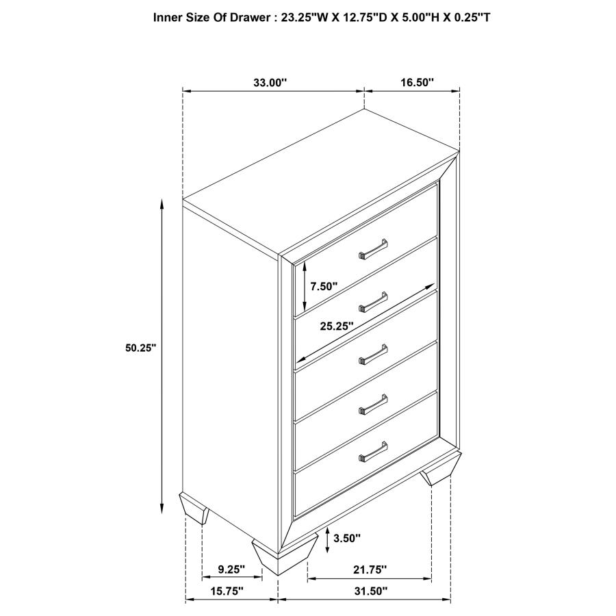 (image for) Kauffman 5-drawer Bedroom Chest Washed Taupe