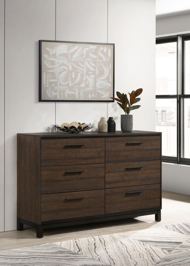 (image for) Edmonton 6-drawer Dresser Rustic Tobacco