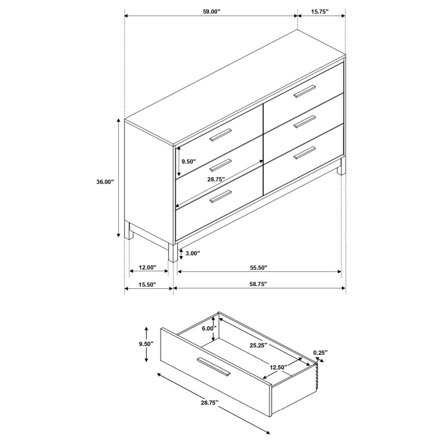 (image for) Edmonton 6-drawer Dresser Rustic Tobacco