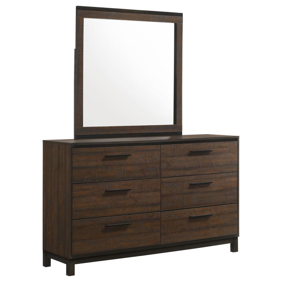 (image for) Edmonton 6-drawer Dresser with Mirror Rustic Tobacco