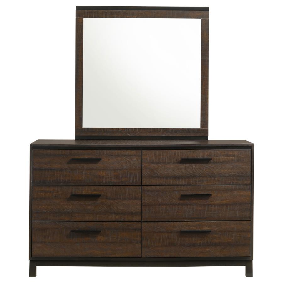 (image for) Edmonton 6-drawer Dresser with Mirror Rustic Tobacco