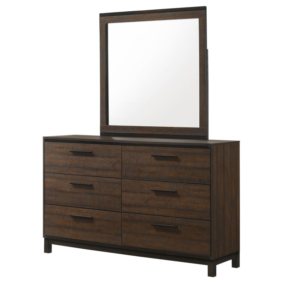 (image for) Edmonton 6-drawer Dresser with Mirror Rustic Tobacco