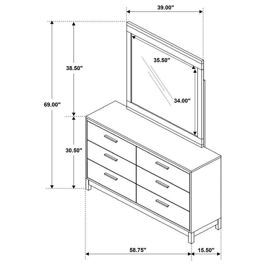 (image for) Edmonton 6-drawer Dresser with Mirror Rustic Tobacco