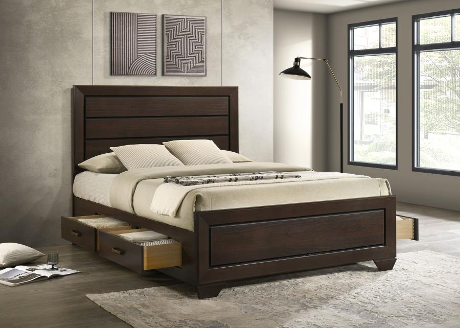 (image for) Kauffman Wood California King Storage Panel Bed Dark Cocoa