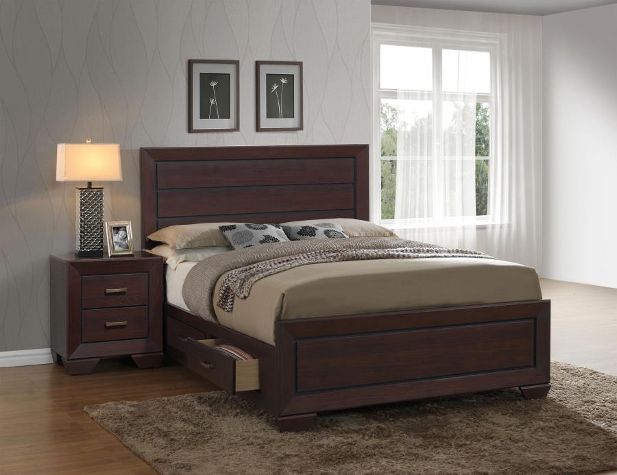 (image for) Kauffman Wood California King Storage Panel Bed Dark Cocoa